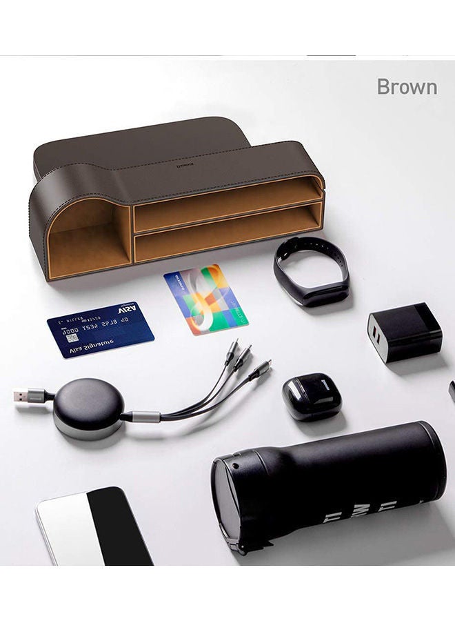 NIBEMINENT Leather Car Seat Gap Organizers Storage front seat console with Cup Holder and Cellphones Keys Cards Wallets Sunglasses Pocket  - Image 4