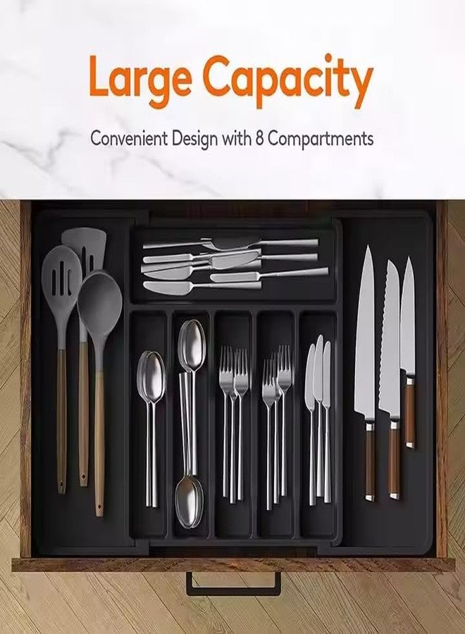 Swejos Silverware Drawer Organizer, Expandable Utensil Organizer for Kitchen Drawers, Adjustable Cutlery and Flatware Tray, Plastic Spoons Forks Knives Holder Storage Dividers, Large - Image 4