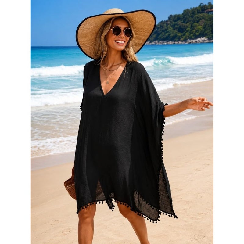 Beach cover-up for women: viscose crochet dress, sheer white, elegant long sleeve design with breathable transparency for summer resort wear - Image 3