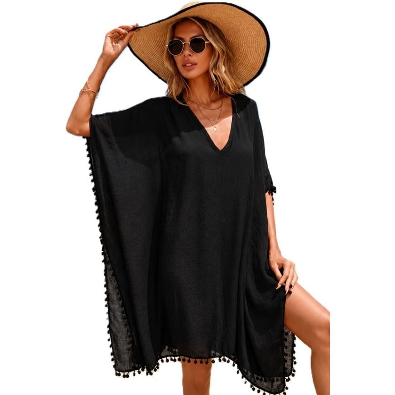 Beach cover-up for women: viscose crochet dress, sheer white, elegant long sleeve design with breathable transparency for summer resort wear - Image 1