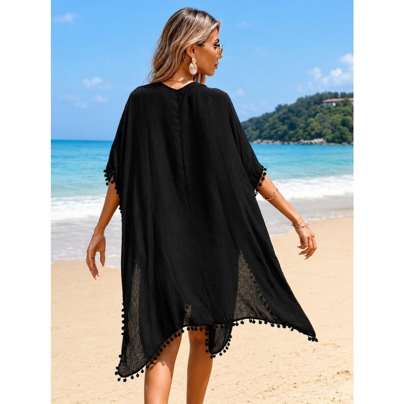 Beach cover-up for women: viscose crochet dress, sheer white, elegant long sleeve design with breathable transparency for summer resort wear - Image 5