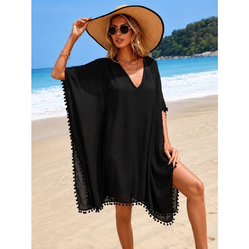 Beach cover-up for women: viscose crochet dress, sheer white, elegant long sleeve design with breathable transparency for summer resort wear - Image 2