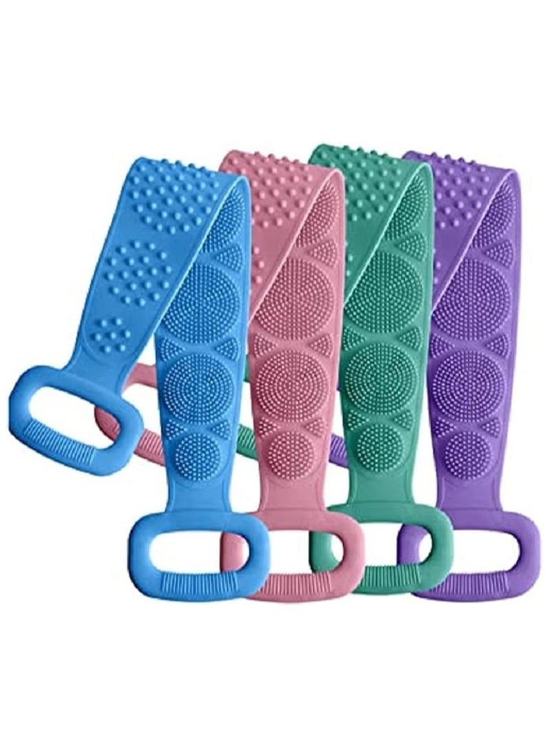 ليفة سيليكون للظهر والجسم من جينيريك، فرشاة استحمام مزدوجة الجوانب للتدليك العميق للبشرة وازالة الجلد الميت، حزام تقشير للاستحمام برغوة جيدة مناسب للرجال والنساء - Image 1