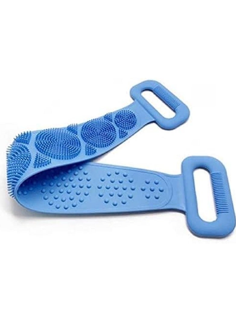 ليفة سيليكون للظهر والجسم من جينيريك، فرشاة استحمام مزدوجة الجوانب للتدليك العميق للبشرة وازالة الجلد الميت، حزام تقشير للاستحمام برغوة جيدة مناسب للرجال والنساء - Image 2