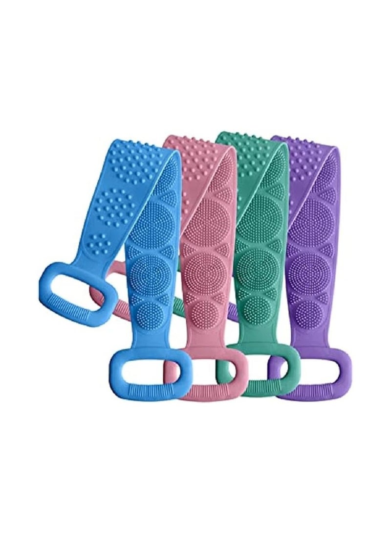 ليفة سيليكون للظهر والجسم من جينيريك، فرشاة استحمام مزدوجة الجوانب للتدليك العميق للبشرة وازالة الجلد الميت، حزام تقشير للاستحمام برغوة جيدة مناسب للرجال والنساء - Image 3