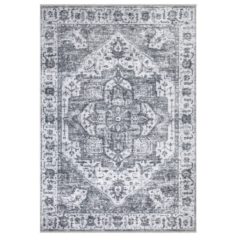Bloom Rugs Caria Washable NonSlip 3x5 Rug  SilverDark Gray Traditional Area Rug for Living Room Bedroom Dining Room and Kitchen  Exact Size 3 x 5
