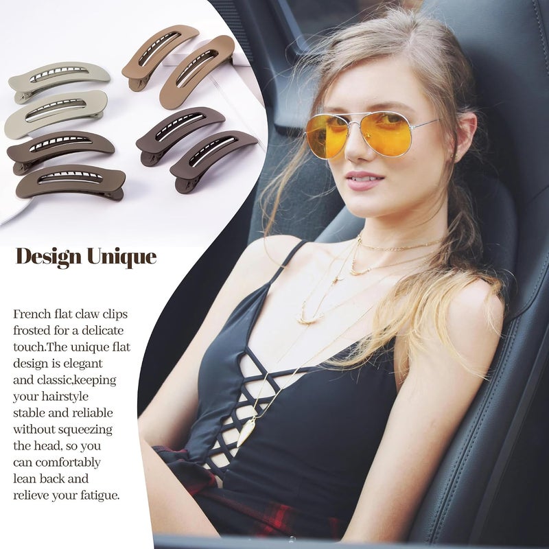 Cptots 8 Pcs Large Lay Flat Claw Clips for Women French Side Slide Barrettes for Thick Thin Hair Rectangle Alligator Hair Accessories,Gradient Brown - Image 5