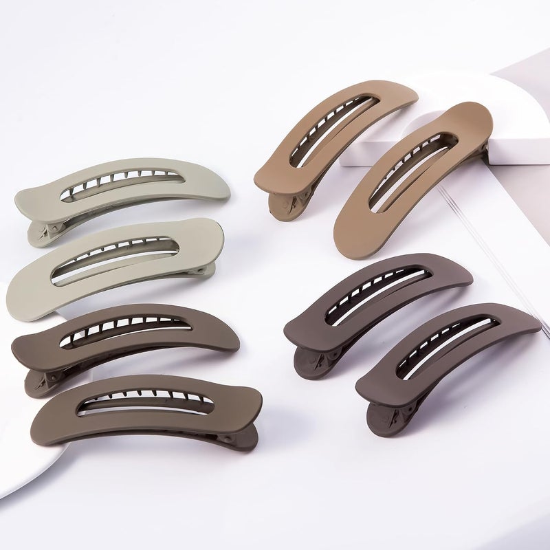 Cptots 8 Pcs Large Lay Flat Claw Clips for Women French Side Slide Barrettes for Thick Thin Hair Rectangle Alligator Hair Accessories,Gradient Brown - Image 3