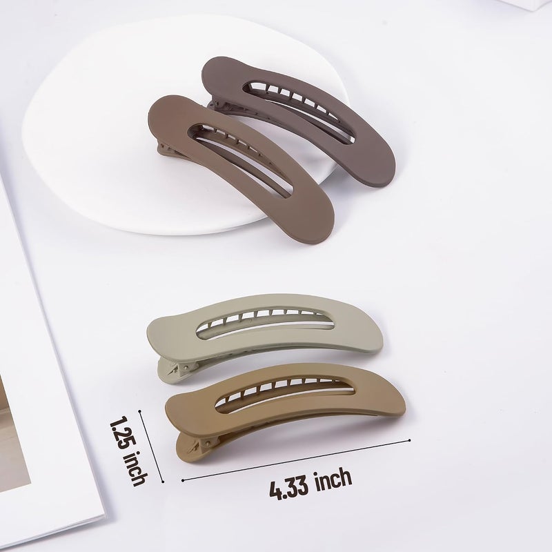 Cptots 8 Pcs Large Lay Flat Claw Clips for Women French Side Slide Barrettes for Thick Thin Hair Rectangle Alligator Hair Accessories,Gradient Brown - Image 2