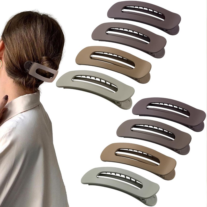Cptots 8 Pcs Large Lay Flat Claw Clips for Women French Side Slide Barrettes for Thick Thin Hair Rectangle Alligator Hair Accessories,Gradient Brown - Image 1