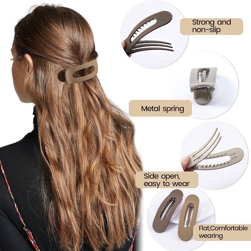 Cptots 8 Pcs Large Lay Flat Claw Clips for Women French Side Slide Barrettes for Thick Thin Hair Rectangle Alligator Hair Accessories,Gradient Brown - Image 4
