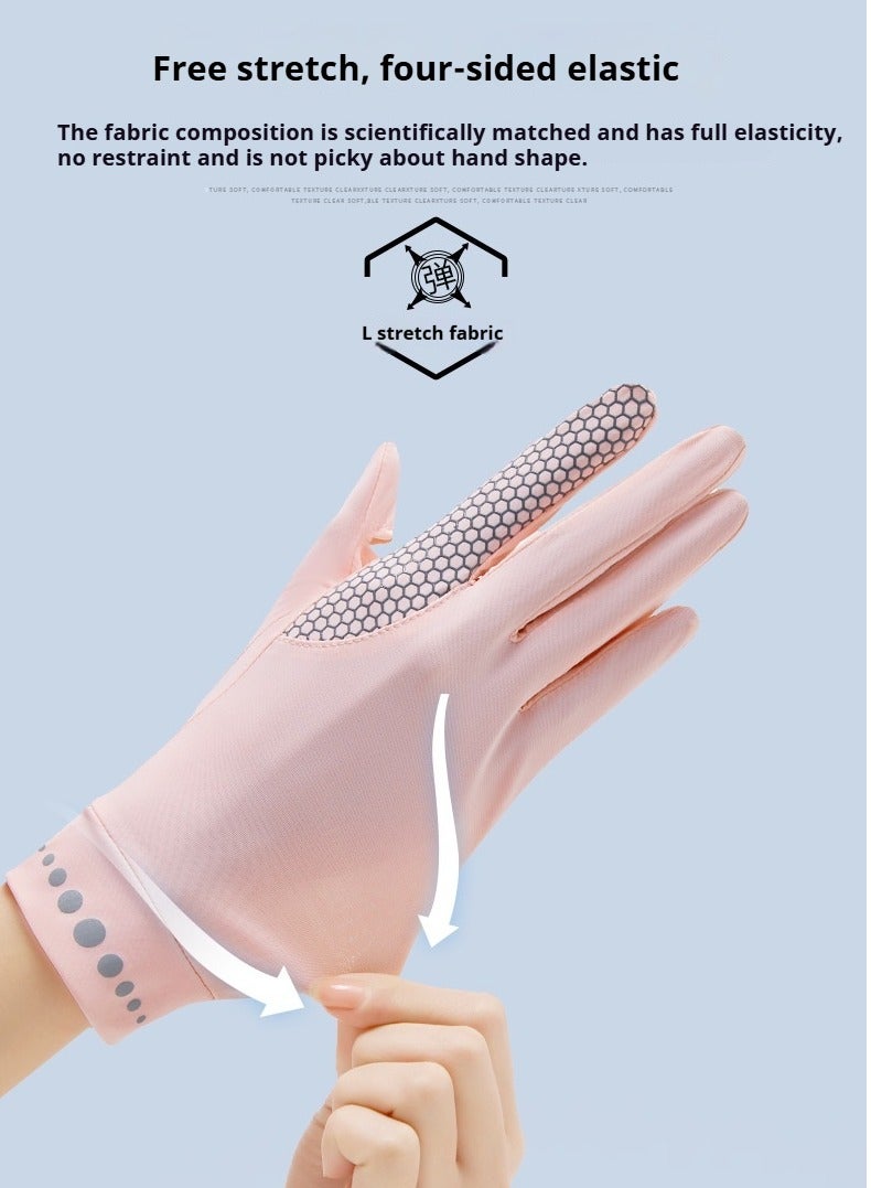 سبورت قفازات نسائية واقية من الشمس - حماية من الأشعة فوق البنفسجية UPF 50+، قفازات نسائية سريعة الجفاف ومضادة للانزلاق للقيادة، قفازات شاشة تعمل باللمس لركوب الدراجات والرياضات الخارجية (أسود) - Image 3