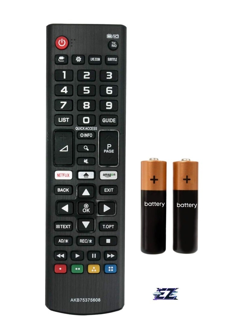 ELTRAZONE "New Remote Control AKB75375608 for LG 32LK61, 32LK62, 43LK59, 43LK61, 43UK63, 43UK64, 43UK65, 43UK67, 43UK69, 49UK63, 49UK64, 49UK75, 50UK64, 50UK65, 50UK67, 50UK69, 55SK80, 55UK64, 55UK65 TV – Includes Battery" - Image 1
