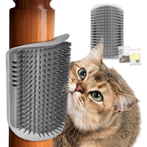 Cat Corner Scratcher Self Groomer for Indoor Cats Wall Brush with Face Scratchers