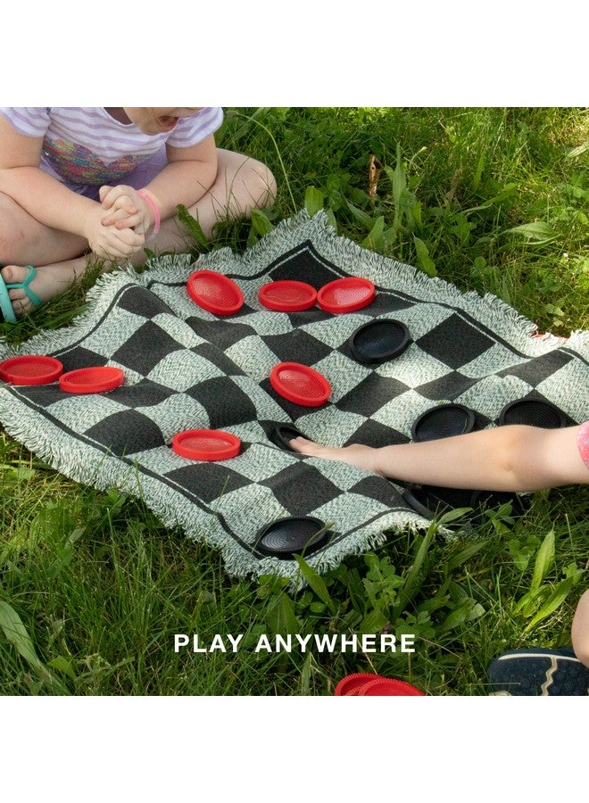 Brybelly Large Checkers Set - Giant Checkers Game for Indoor/Outdoor - Jumbo Classic Board Games for Friends and Family - 3-in-1 Checkers and Mega Tic Tac Toe - Image 4