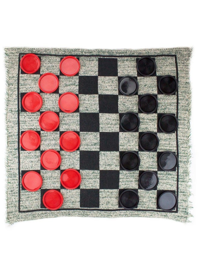 Brybelly Large Checkers Set - Giant Checkers Game for Indoor/Outdoor - Jumbo Classic Board Games for Friends and Family - 3-in-1 Checkers and Mega Tic Tac Toe - Image 1