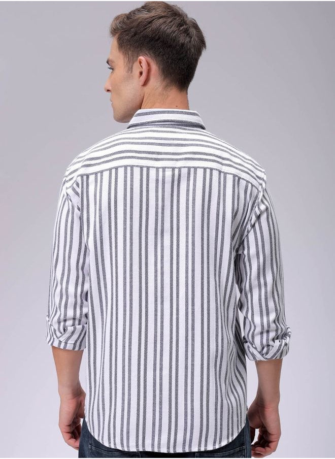 The Indian Garage Co Men Relaxed Fit Striped Full Sleeves Cutaway Collar Resort Wear Shirt  - Image 2