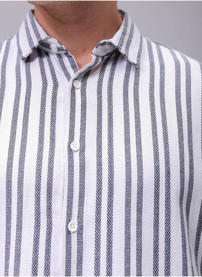 The Indian Garage Co Men Relaxed Fit Striped Full Sleeves Cutaway Collar Resort Wear Shirt  - Image 5