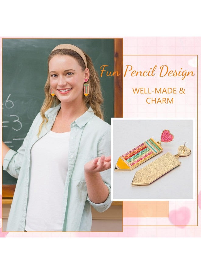 باتيير مجموعة أقراط متدلية من الأكريليك مكونة من 12 زوجًا من هدايا المعلمات للنساء، مجموعة مجوهرات لتقدير المعلمات والعودة إلى المدرسة (قوس قزح) - Image 5