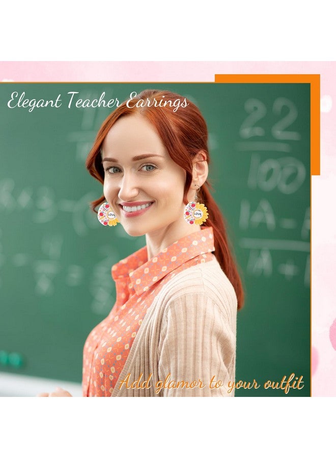 باتيير مجموعة أقراط متدلية من الأكريليك مكونة من 12 زوجًا من هدايا المعلمات للنساء، مجموعة مجوهرات لتقدير المعلمات والعودة إلى المدرسة (قوس قزح) - Image 4