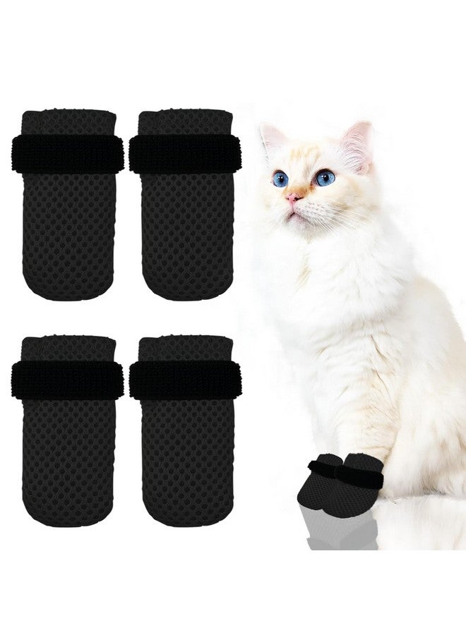 Esamploe Esamploe 4 PCS Cat Mittens to Prevent Scratching,Mesh Breathable Cat Shoes,Adjustable Cats Anti Scratch Gloves,Suitable for Cats When Bathing and Nail Trimming (Black, L) - Image 1