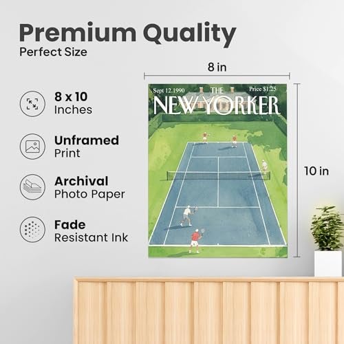 ZUKIY The New Yorker Tennis Court Cover - Nyc Wall Art Poster - Tennis Wall Art for Office Gym Studio - Unframed 8x10 Print - New Yorker Poster for Home Decor - Modern Motivational Gift - Image 2