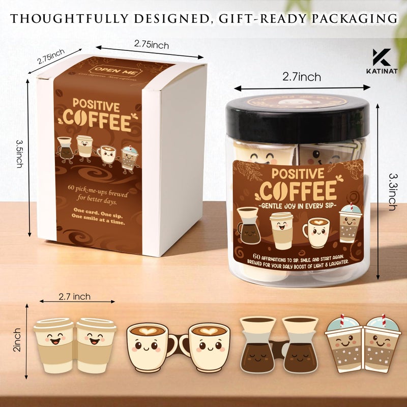 KATINAT Positive Coffee Jar- 60 Funny Coffee Lover Gifts for Women Men, Birthday Gifts for Women Men Teens Easter Basket Stuffers for Teen Girls Son Mom Dad Daughter Sister Friend Coworkers Teachers Gift - Image 2