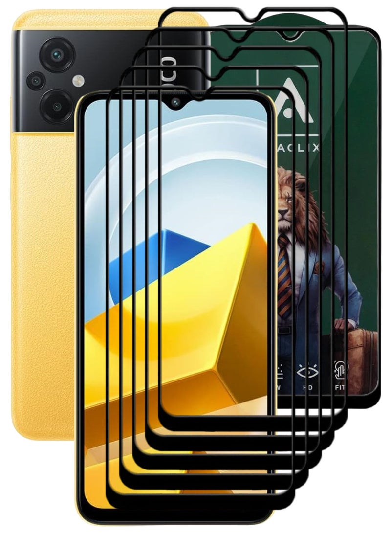 ACLIX 5 Pieces Antistatic ESD Dustproof Premium Quality High Definition Tempered Glass Screen Protector Designed For Xiaomi Poco M5 - Image 1