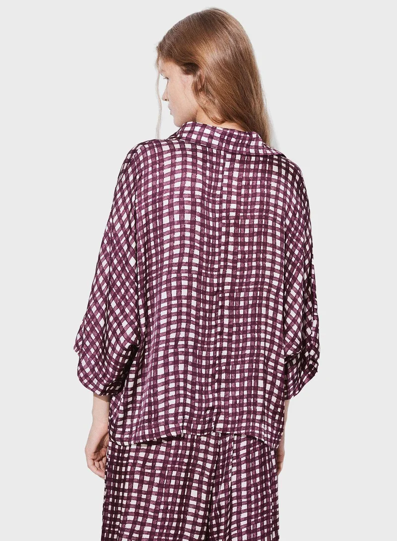 PARFOIS Checked V-Neck Top