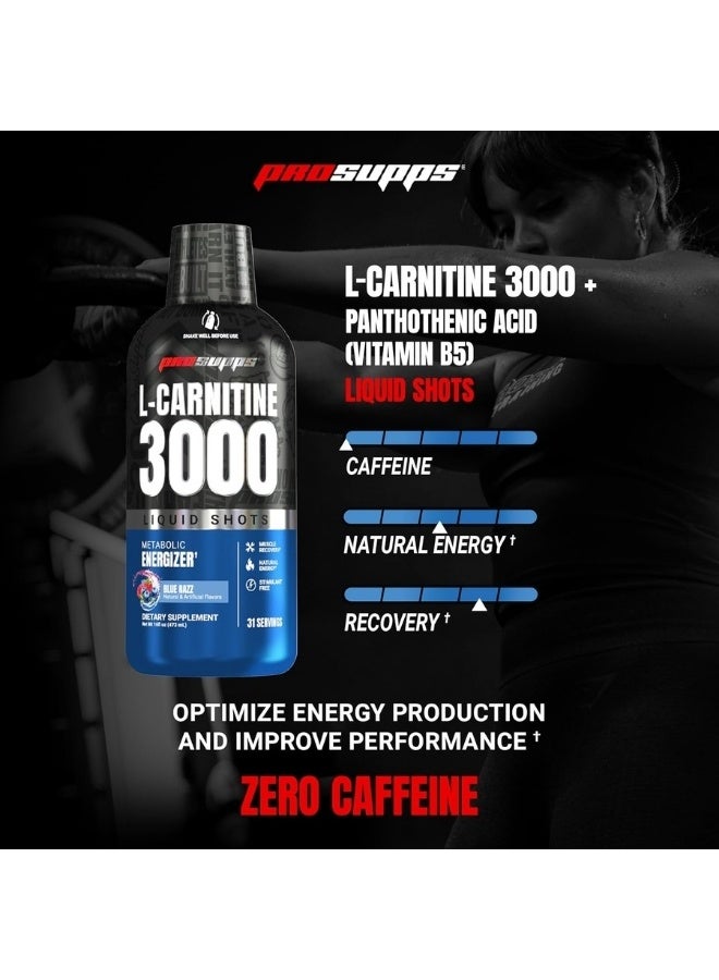 ProSupps L-Carnitine 3000 Liquid Fat Burner - Blue Raspberry - 31 Servings - Stimulant-Free Metabolic Energy Booster & Weight Management Support - Image 2