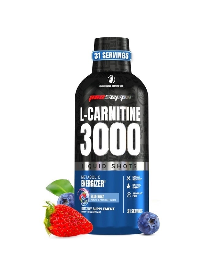 ProSupps L-Carnitine 3000 Liquid Fat Burner - Blue Raspberry - 31 Servings - Stimulant-Free Metabolic Energy Booster & Weight Management Support - Image 1