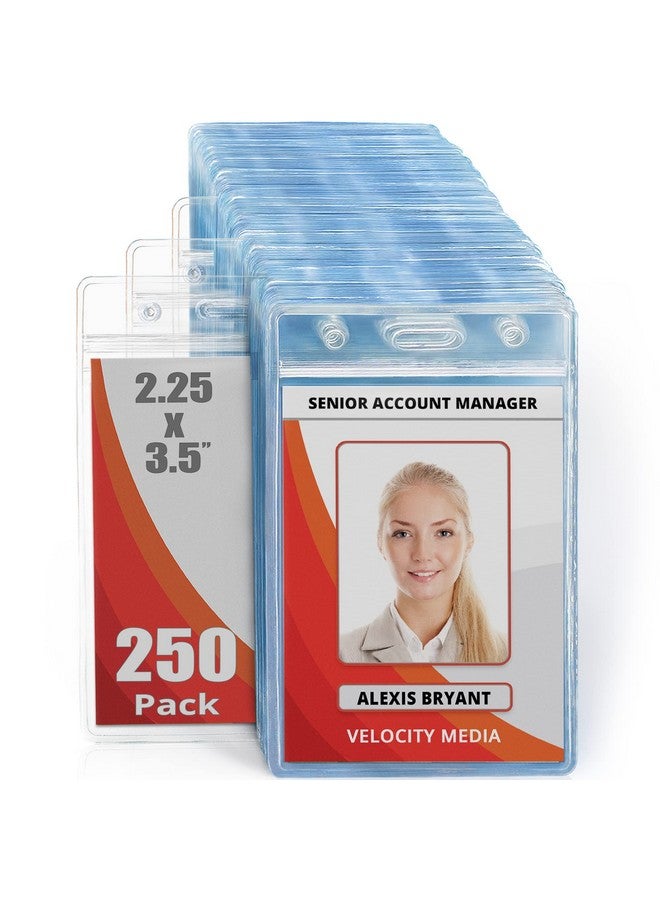 MIFFLIN -Usa Plastic Waterproof Id Badge Holders (Clear, 2.25X3.5 Inch, 250 Pack), Vertical Hanging Name Card Holder With Zipper, Resealable Bulk Nametag Holders - Image 1
