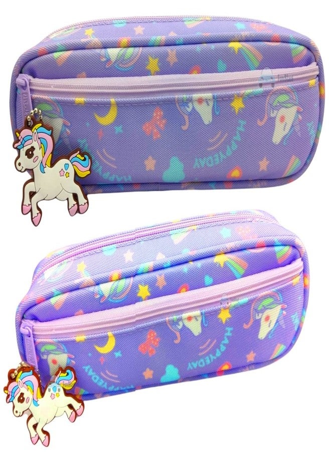 FunBlast Pencil Pouches for Girls, Unicorn Pouch for Stationary Items - Pencil Pouches for Kids, Pencil Box for Girls, Pencil Case for Girl, Unicorns Pencils Pouch for Girl (Unicorn Case-Purple) - Image 1