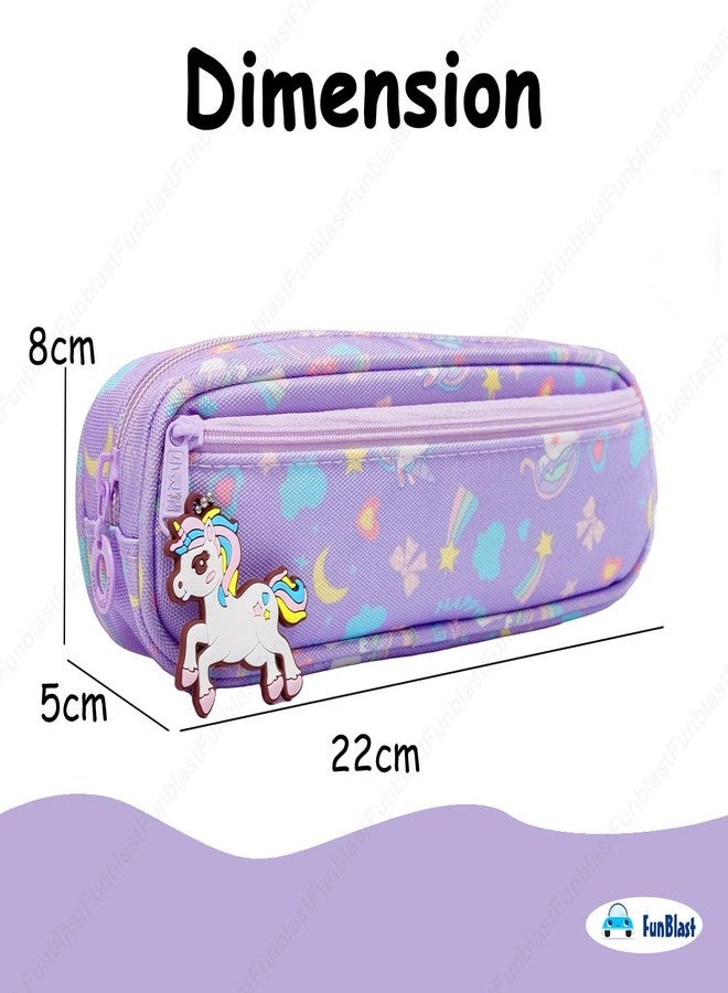 FunBlast Pencil Pouches for Girls, Unicorn Pouch for Stationary Items - Pencil Pouches for Kids, Pencil Box for Girls, Pencil Case for Girl, Unicorns Pencils Pouch for Girl (Unicorn Case-Purple) - Image 2