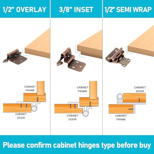 Donanim 12 Overlay Partial Wrap Bronz Cabinet Hinges Oil Rubbed Bronze Self Closing Cabinet Hinge for Kitchen Cabinet Doors20 Pack 10 Pairs - Image 3