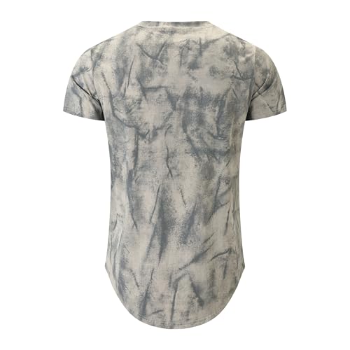 KLIEGOU Men's Longline Graphic T-Shirt | Curved Hem Crew Neck | 95% Cotton Stretch Regular Fit Tee 1887 Beige S - Image 2