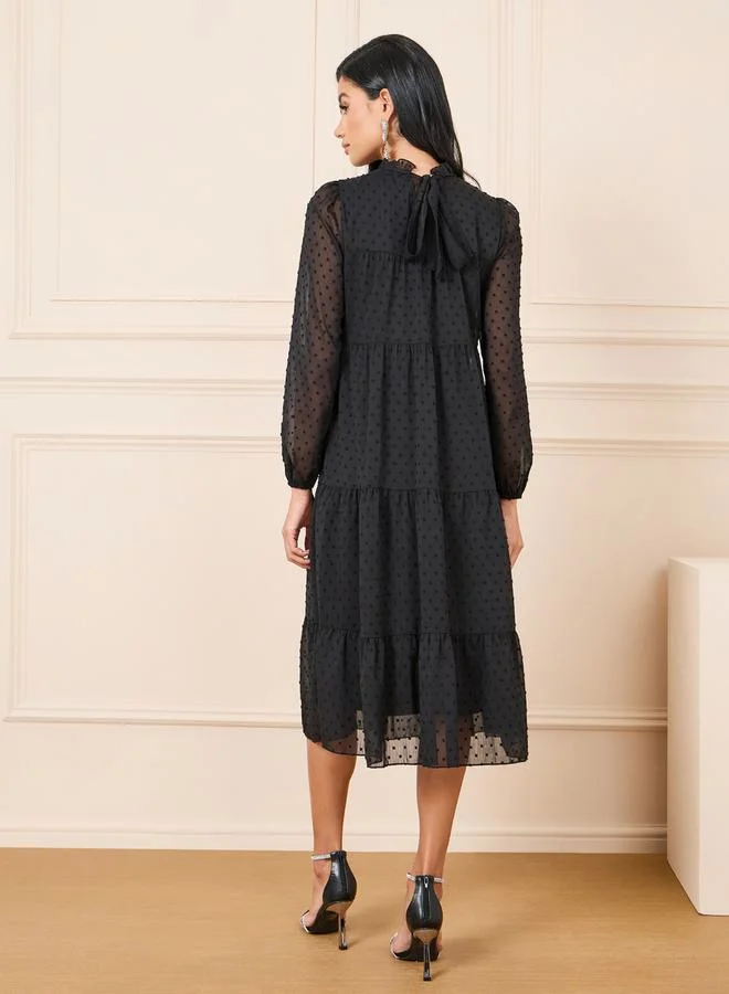 Styli Tiered Chiffon Dress