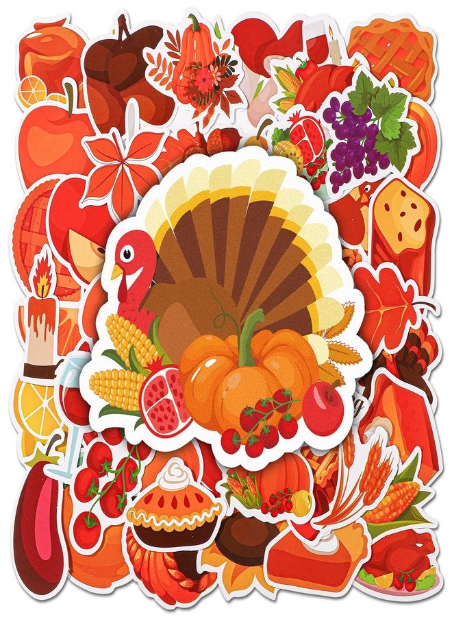 XIHIRCD Pack of 50 Thanksgiving Stickers, Cute Autumn Stickers for Children Adults Autumn Envelope Seal Labels Turkey Stickers for Scrapbooking Greeting Card Gift Bag Party Accessories - Image 1