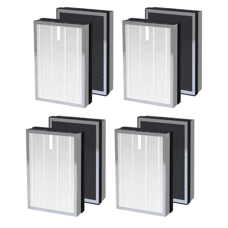 BesReyDa Replacement Filters Compatible with 25 B1S1W1 Air Purifier 8 Pack 3in1 True Hepa and Activated Carbon Filter