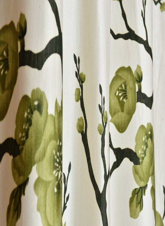 YUKANY Modern Polyester Heavy Long Crush Printed Floral Premium Eyelet Semi Sheer Curtains Set of 2 Pcs. (Dark Green (1 Flower + 1 Plain), Window_5Ft) - Image 4