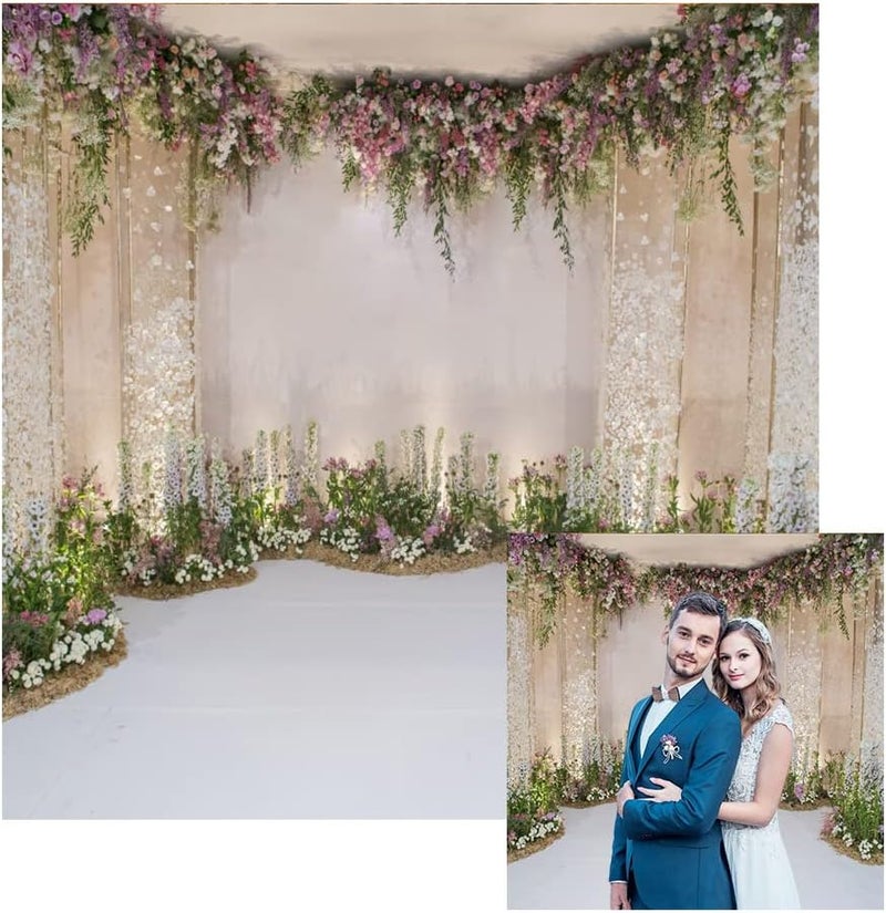 Renaiss خلفية زفاف رينيس 7x7 قدم قوس الرومانسية زهور تتفتح ستارة لامعة حفل مهد عرس تصوير خلفية لاحتفالات الذكرى زفاف ديكور حفلة استوديو تصوير - Image 1