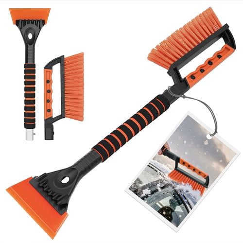 TidyBliss Ice Scraper and Snow Brush for Car Windshield 248 inches Aluminum Frost Remover with Ergonomic Foam Grip for SUV Truck Glass Window Orange - Image 1