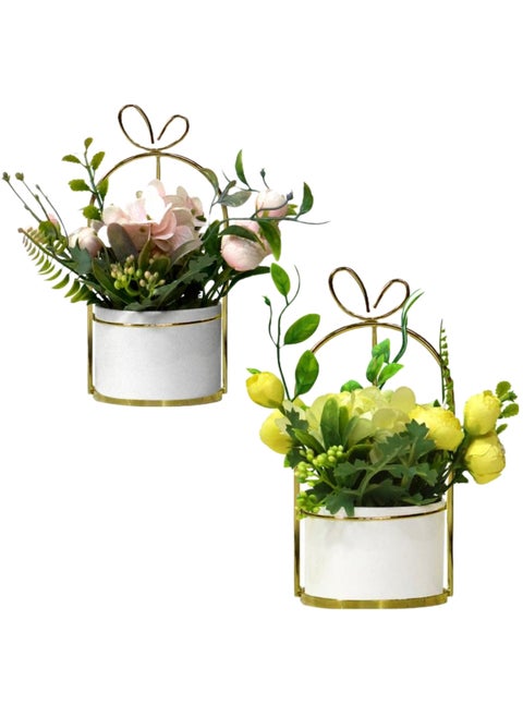 2Pcs Artificial Decoration Flower Pots Decor Home Table Flower Hanging Flower Pots Artificial