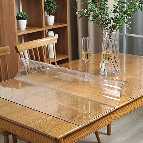 Wadrac Clear Table Protector Plastic Table Cloths PVC Night Stand Table Mat Office Desk Mat Shelf Surface Protection Crystal Children Painting Cover Pad Transprent 1.5mm Rectangular 12x24 inch 2 PCS - Image 2