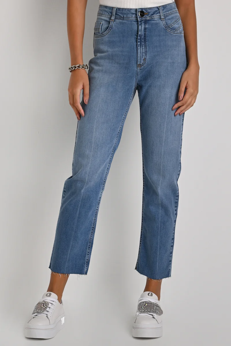 Mom Denim Pants with Markings
