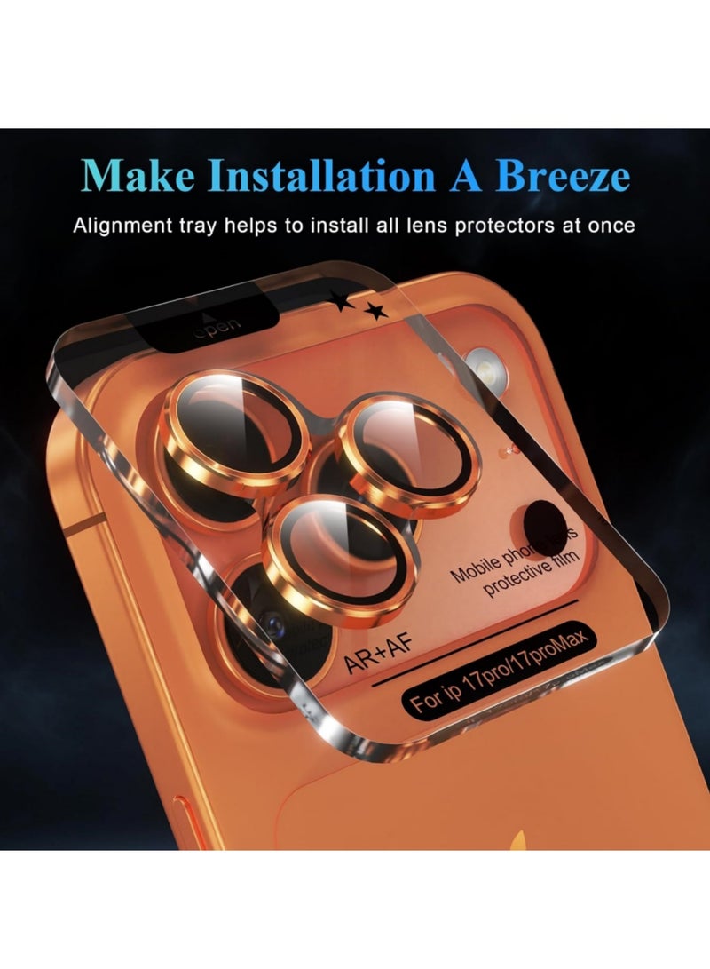 Aookay Camera Lens Protectors for iPhone 17 Pro Max/17 Pro, Tough HD Individual Protectors, Scratch Resistant, Thin Tempered Glass Camera Screen Protector Cover Accessories (Orange, 17 Pro Max/17 Pro) - Image 5
