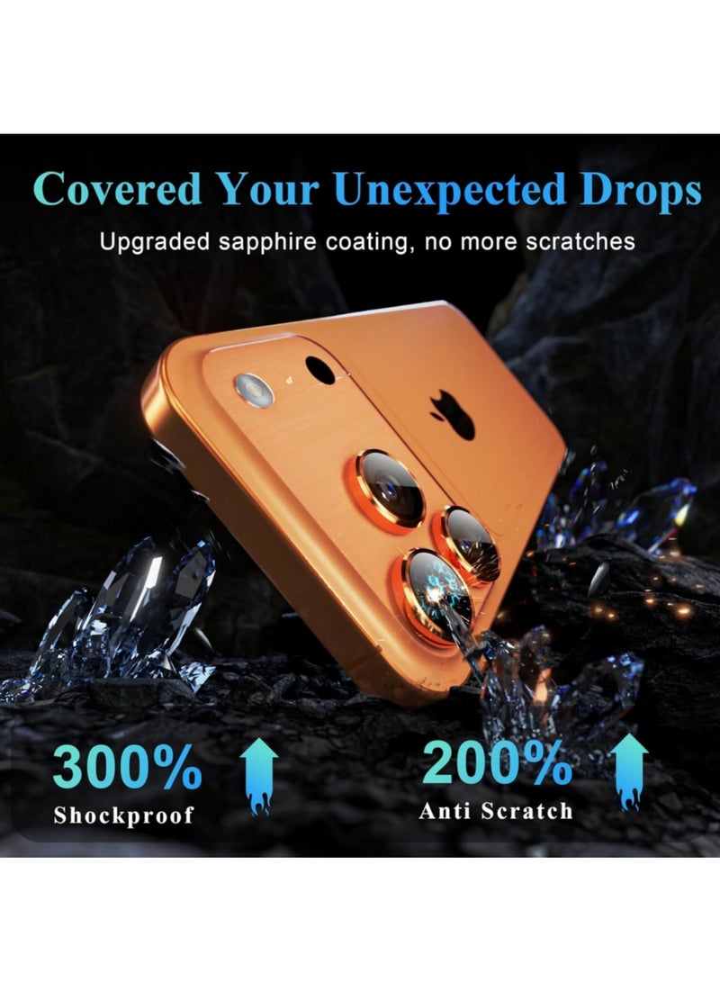 Aookay Camera Lens Protectors for iPhone 17 Pro Max/17 Pro, Tough HD Individual Protectors, Scratch Resistant, Thin Tempered Glass Camera Screen Protector Cover Accessories (Orange, 17 Pro Max/17 Pro) - Image 3