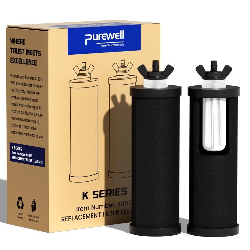 Purewell PF-3 Black 3-Stage Composite Purification Elements, Replacement Filters for ProOneÂ® and BerkeyÂ® Filters, ProOneÂ® or BerkeyÂ® Big+ Water Filter System and Purewell System (2 Pack, K Series) - Image 1