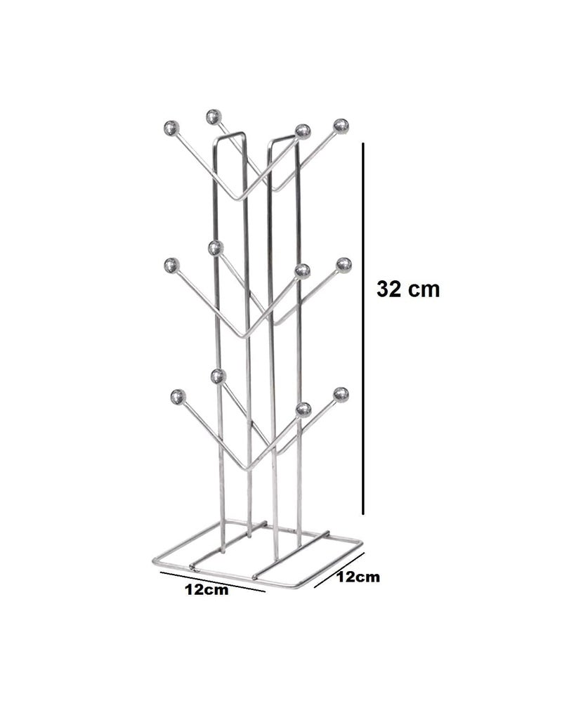 TechSrmaji™ Stainless Steel Kitchens V Shape 12 Cup Stand for Kitchen Dinning Table Coffee Cup Holder Stand Tree Stand Multifunction Under Shelf Tea Mug Holder Silver (Pack of 1) - Image 4