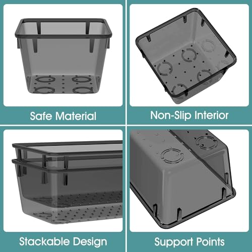 JIALTO 21-Piece Acrylic Drawer Organizer Tray Set – Multipurpose Clear Plastic Storage Bins for Makeup, Cosmetics, Jewelry, Kitchen, Office, Bathroom & Dressing Table Drawer Organizer (Black) - Image 3